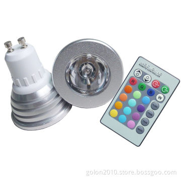 RGB 3W LED Spotlight with Remote Controlelr GU10 E27 MR16 CE RoHS